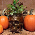 Human Skull Planter | Bronze Finish