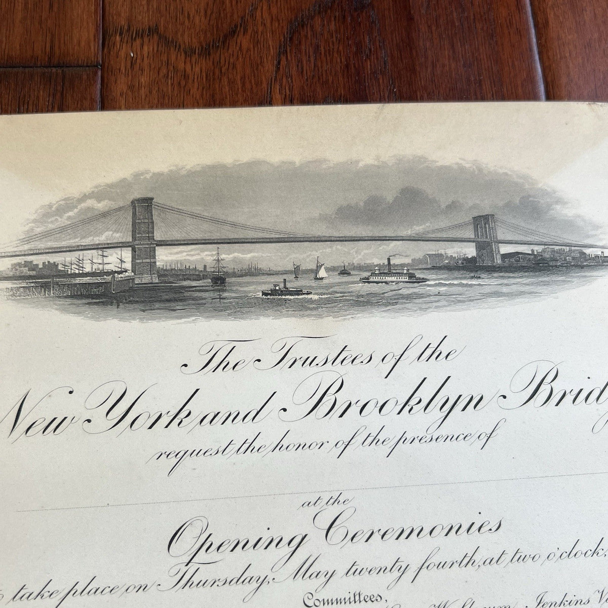 BROOKLYN BRIDGE Original TIFFANY & Co. OPENING CEREMONIES Invitation / Invite
