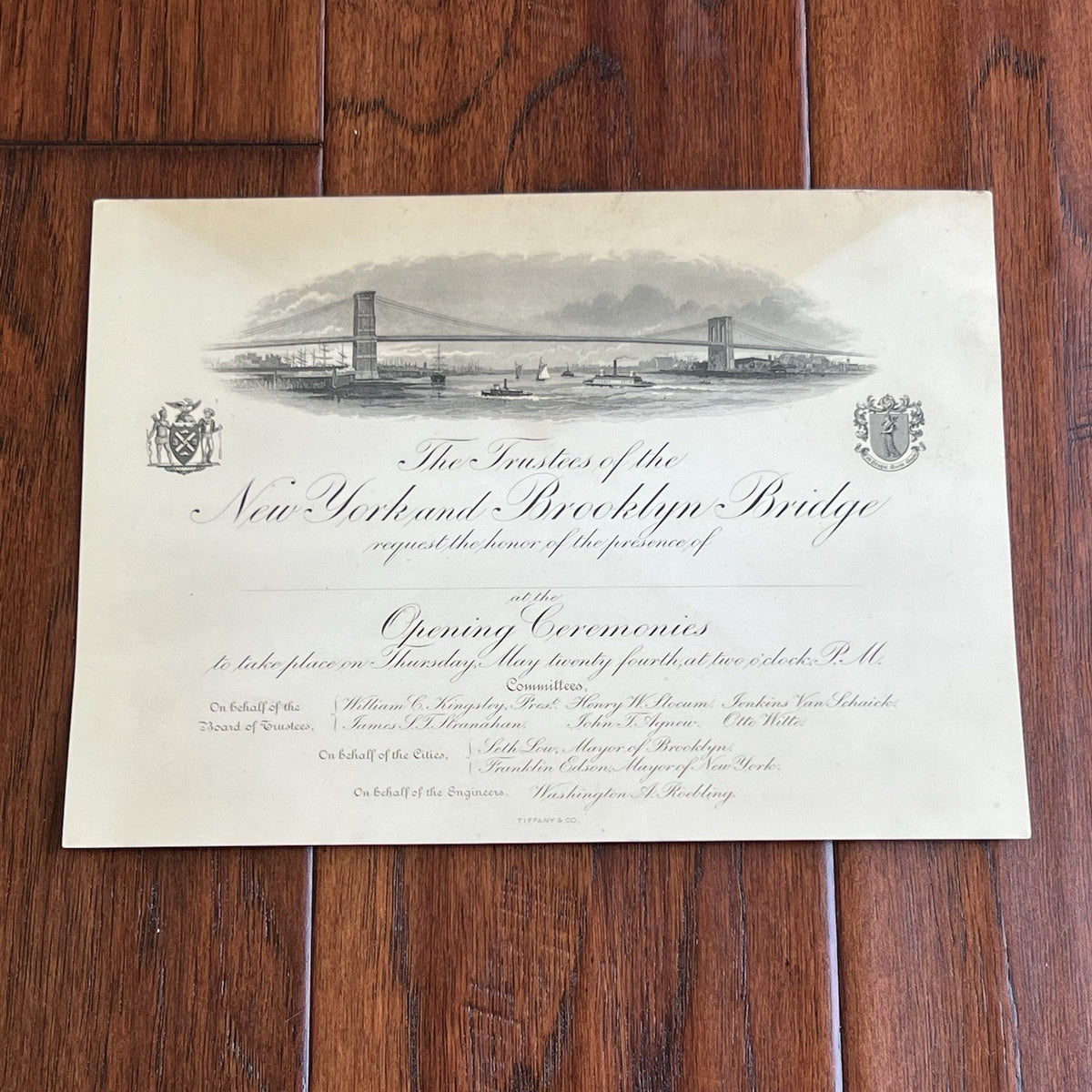 BROOKLYN BRIDGE Original TIFFANY & Co. OPENING CEREMONIES Invitation / Invite