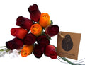 Dark Fall Harvest Wooden Rose Bouquet – Yellows, Oranges & Reds