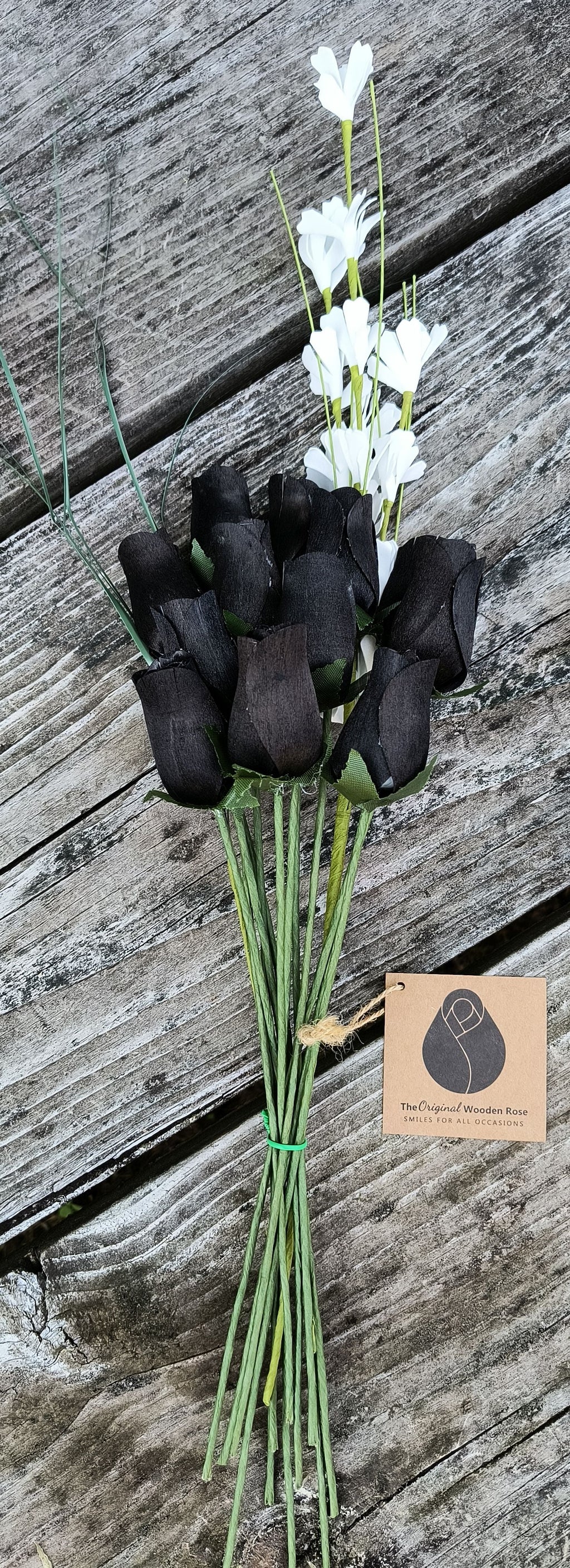 All Black Wooden Rose Bouquet