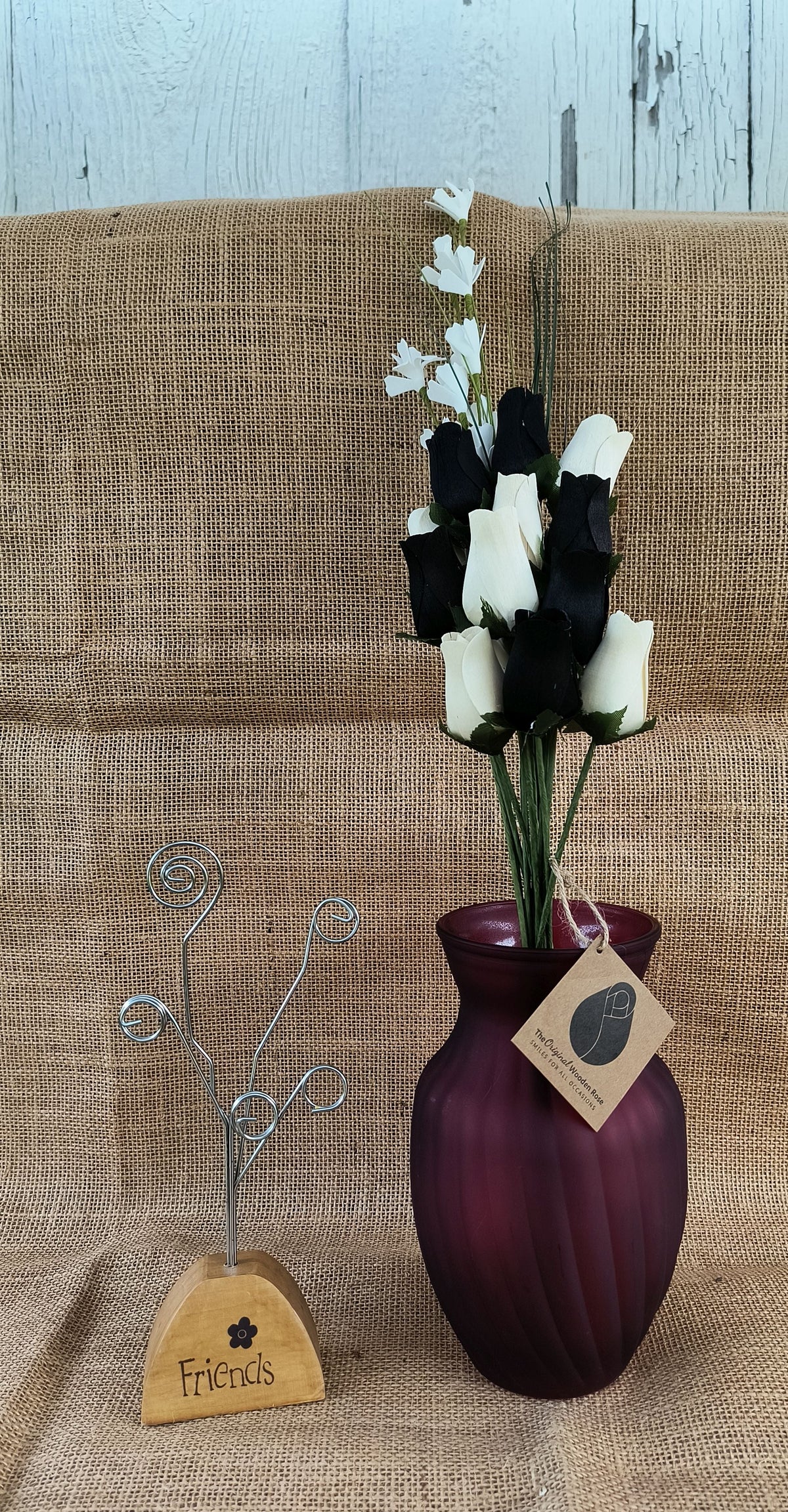 Everyday Wooden Rose Bouquet – Black & White