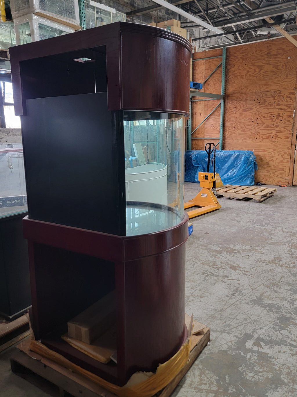 133g 3/4 Cylinder Round Glass Reef-Ready Aquarium Set in Rose Cherry Furniture
