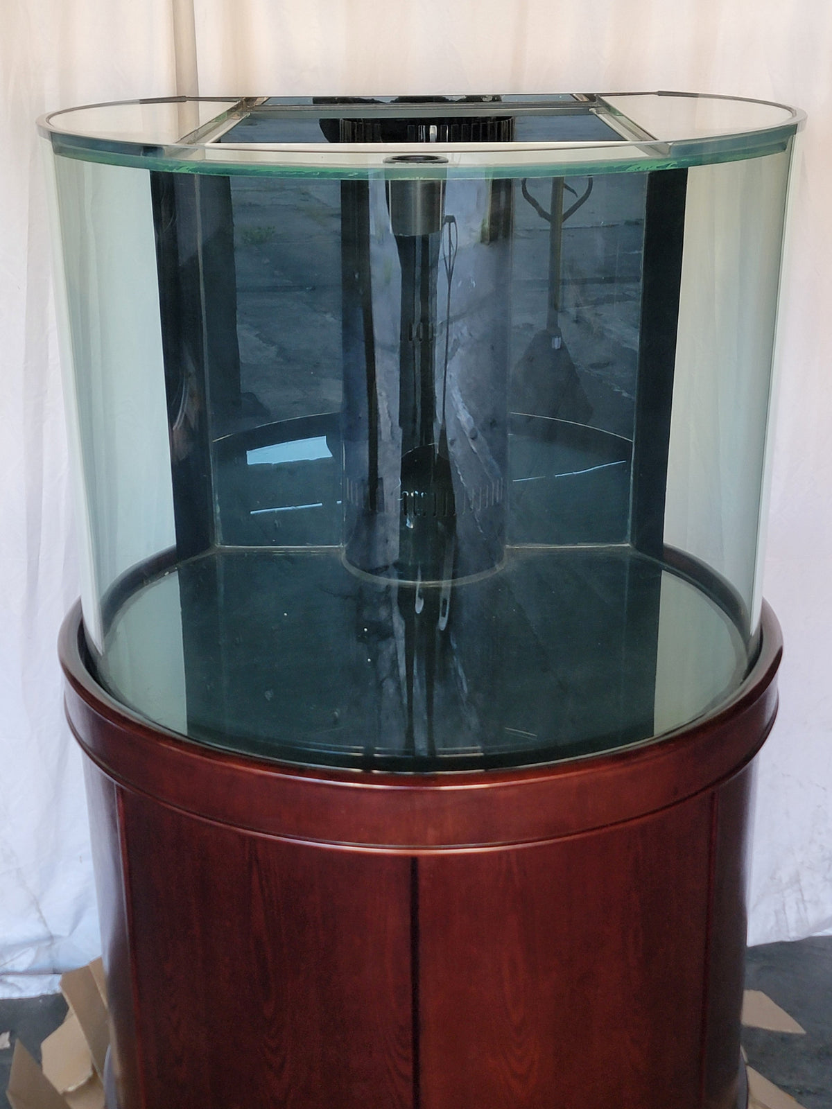 133g 3/4 Cylinder Round Glass Reef-Ready Aquarium Set in Rose Cherry Furniture