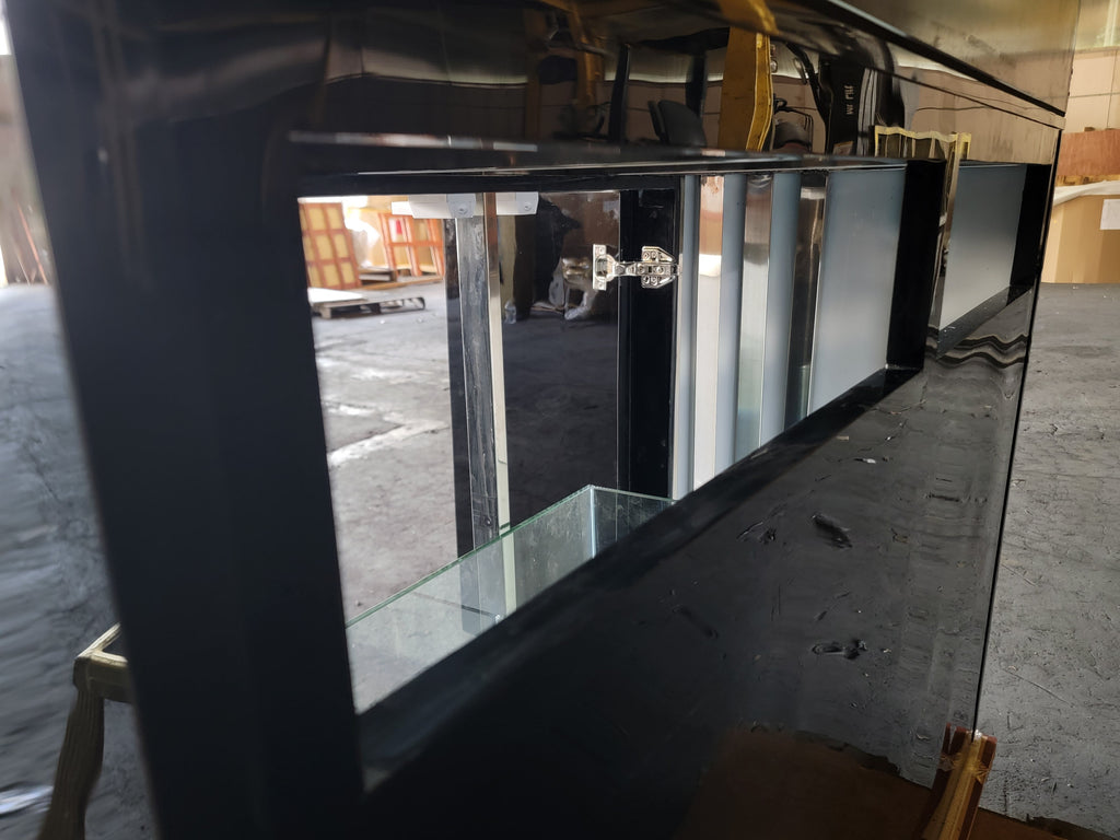 120g Curved Panoramic Flat Bowfront Glass Reef-Ready Aquarium in Gloss Black Stand