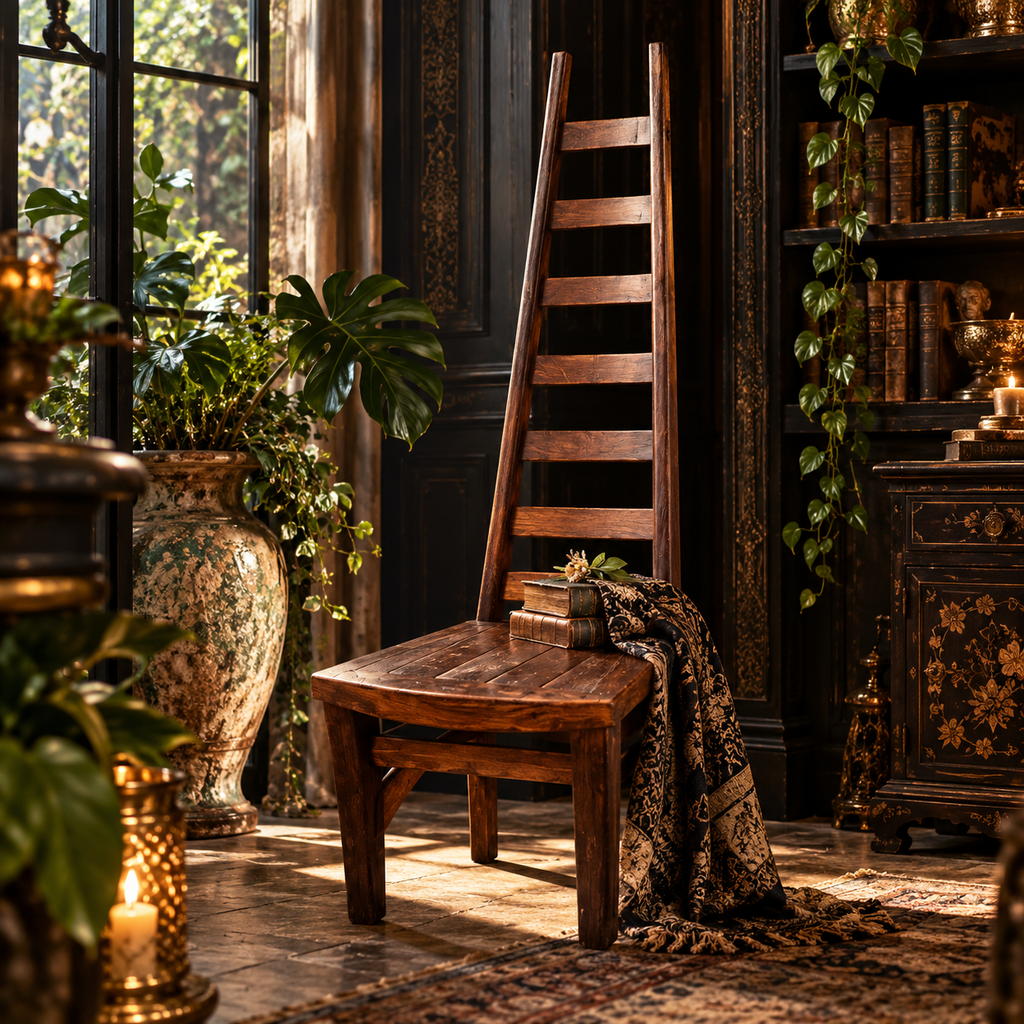 The Towering Ladderback Chair | Rustic Wood