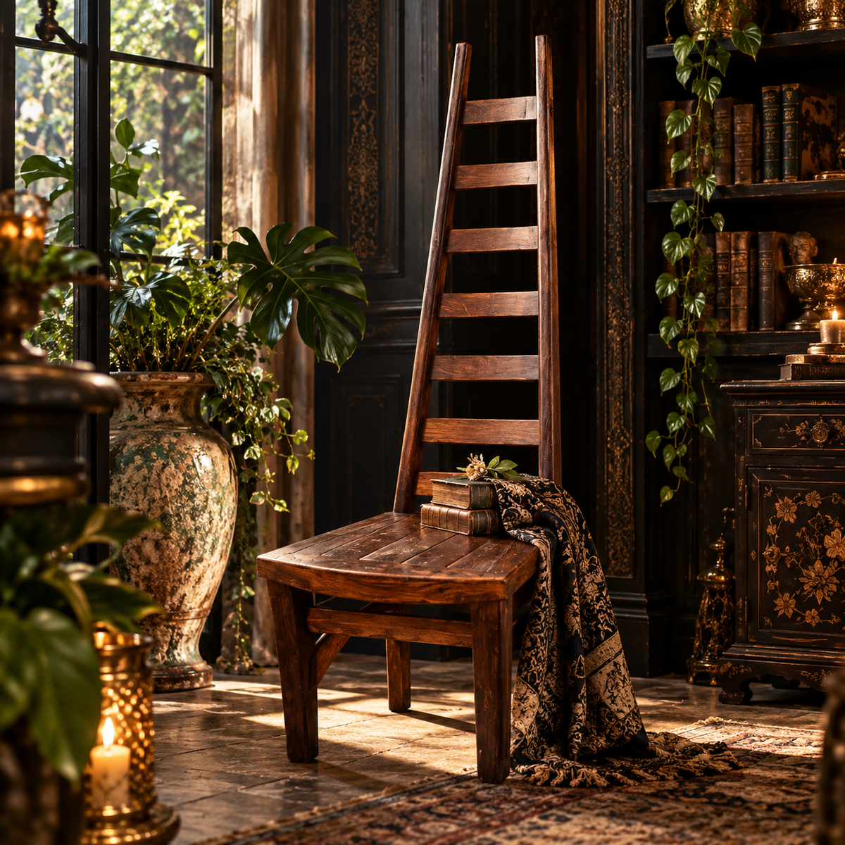 The Towering Ladderback Chair | Rustic Wood
