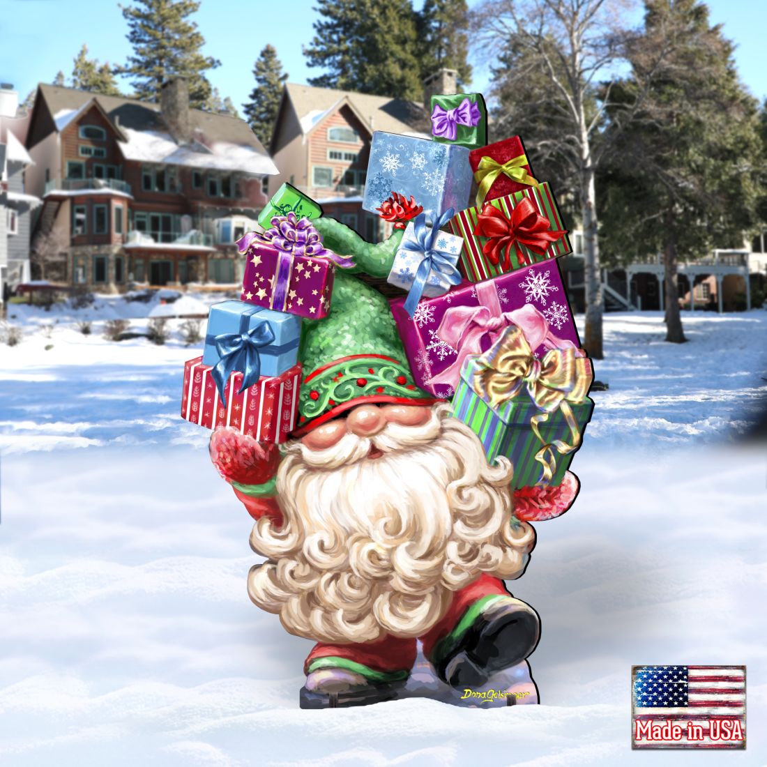 Gift Giver Gnome Dwarf Holiday Outdoor Decor