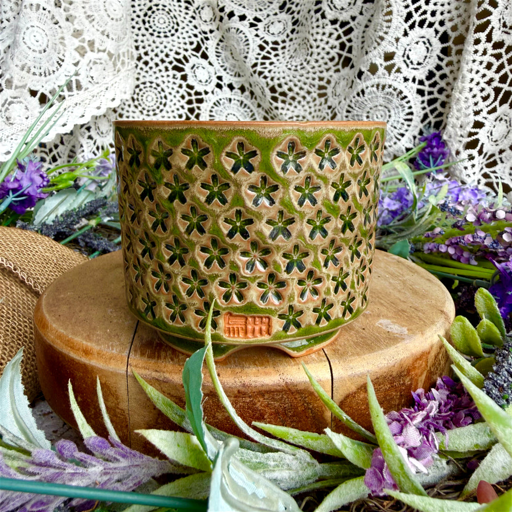 WS-0063 Rustic Handmade Clay Planter Pot - Pot Rim Diameter: ~3"