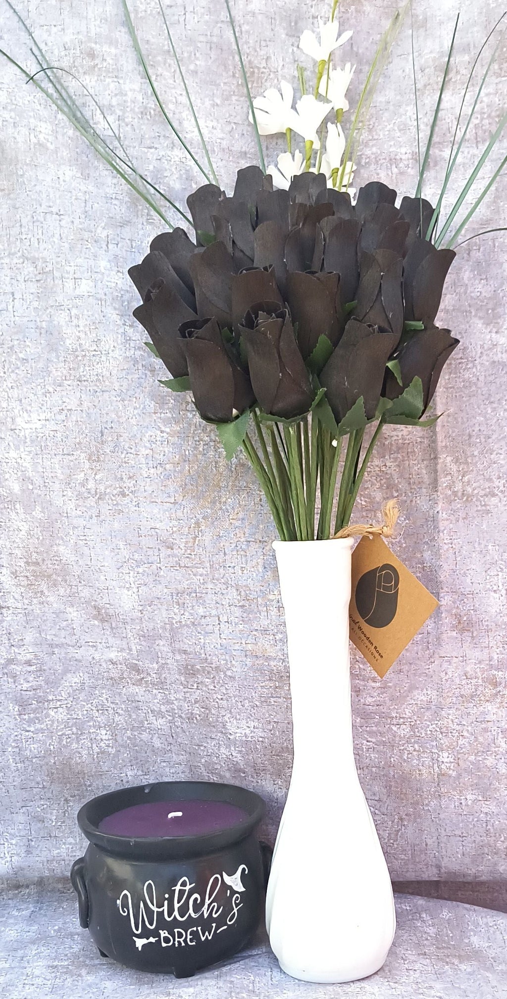 All Black Wooden Rose Bouquet