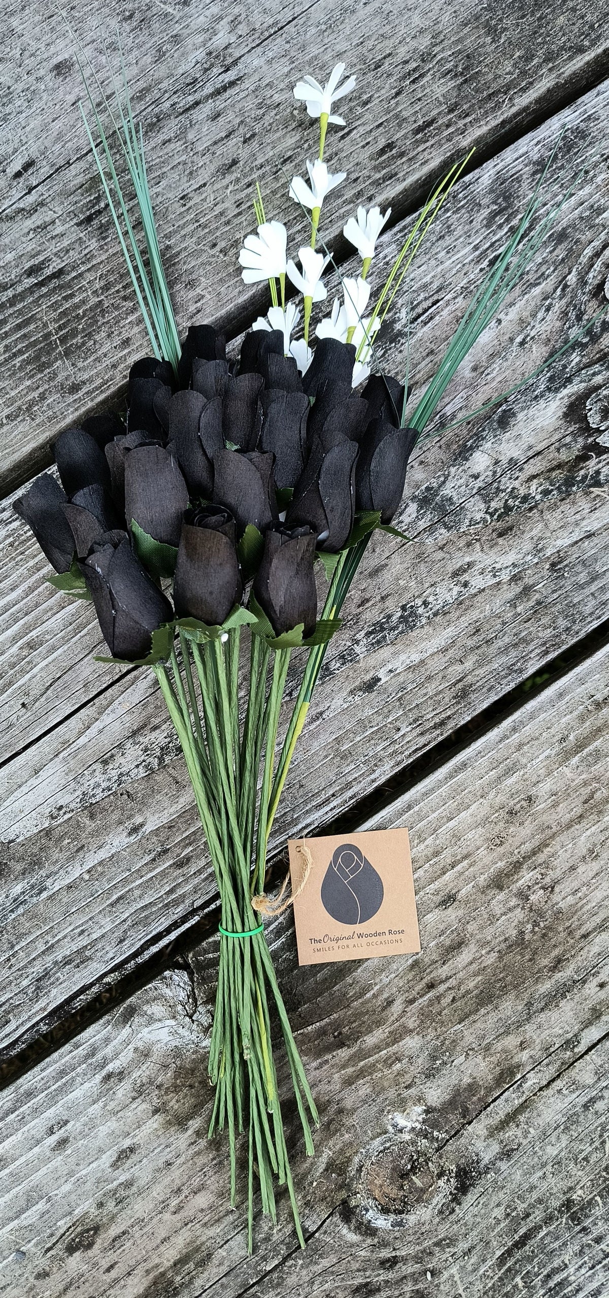 All Black Wooden Rose Bouquet