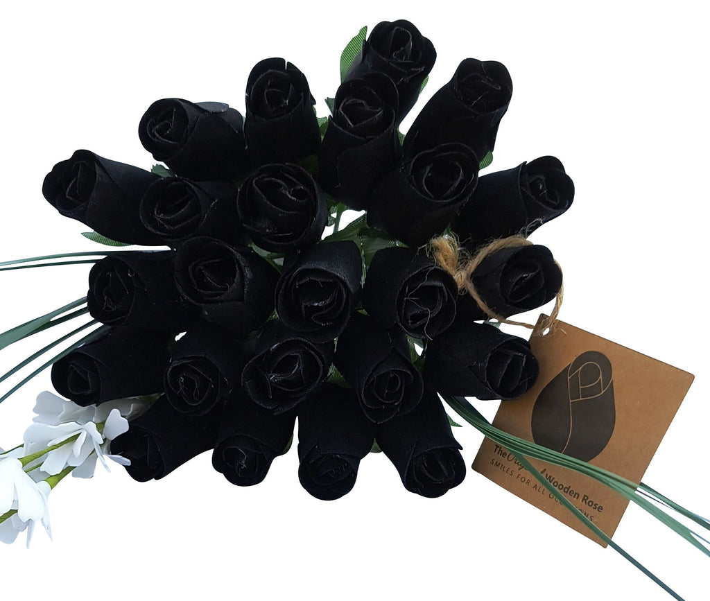 All Black Wooden Rose Bouquet