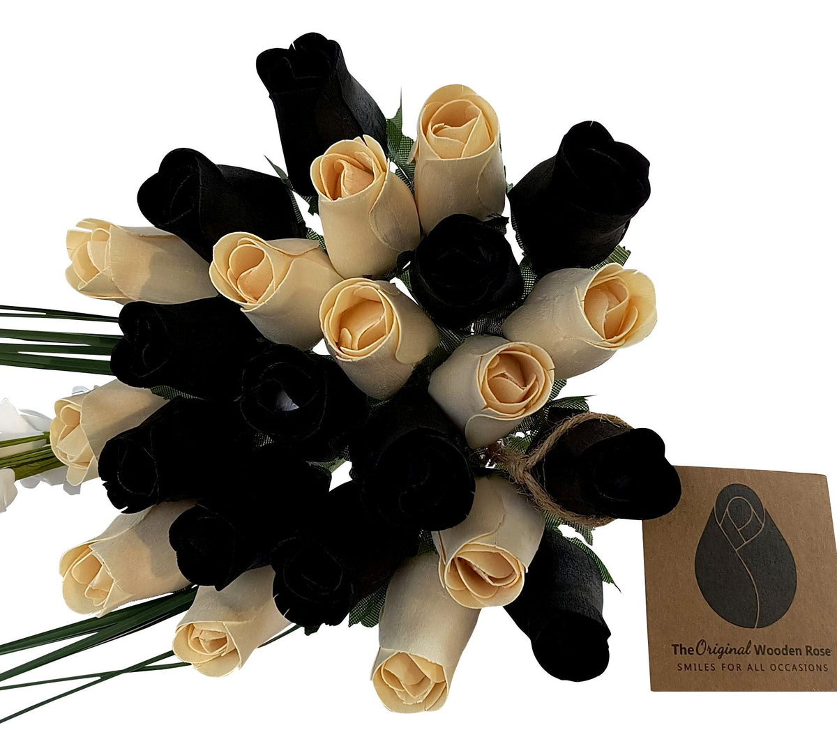 Everyday Wooden Rose Bouquet – Black & White