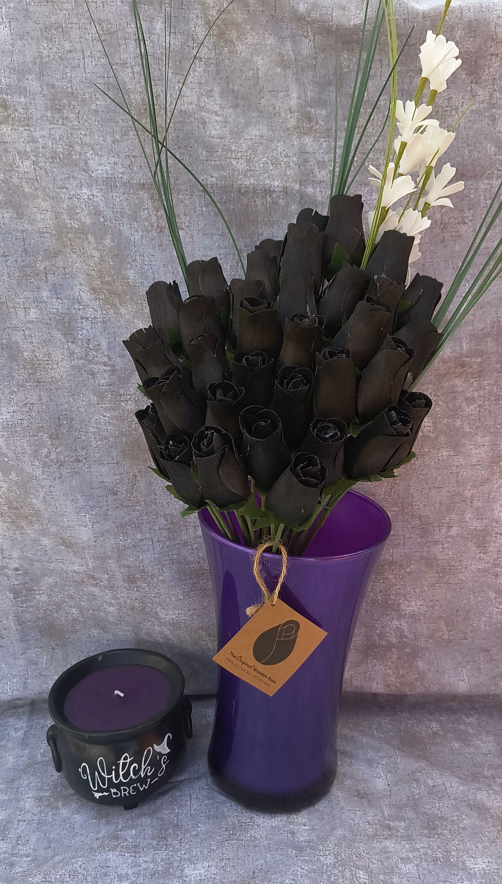 All Black Wooden Rose Bouquet