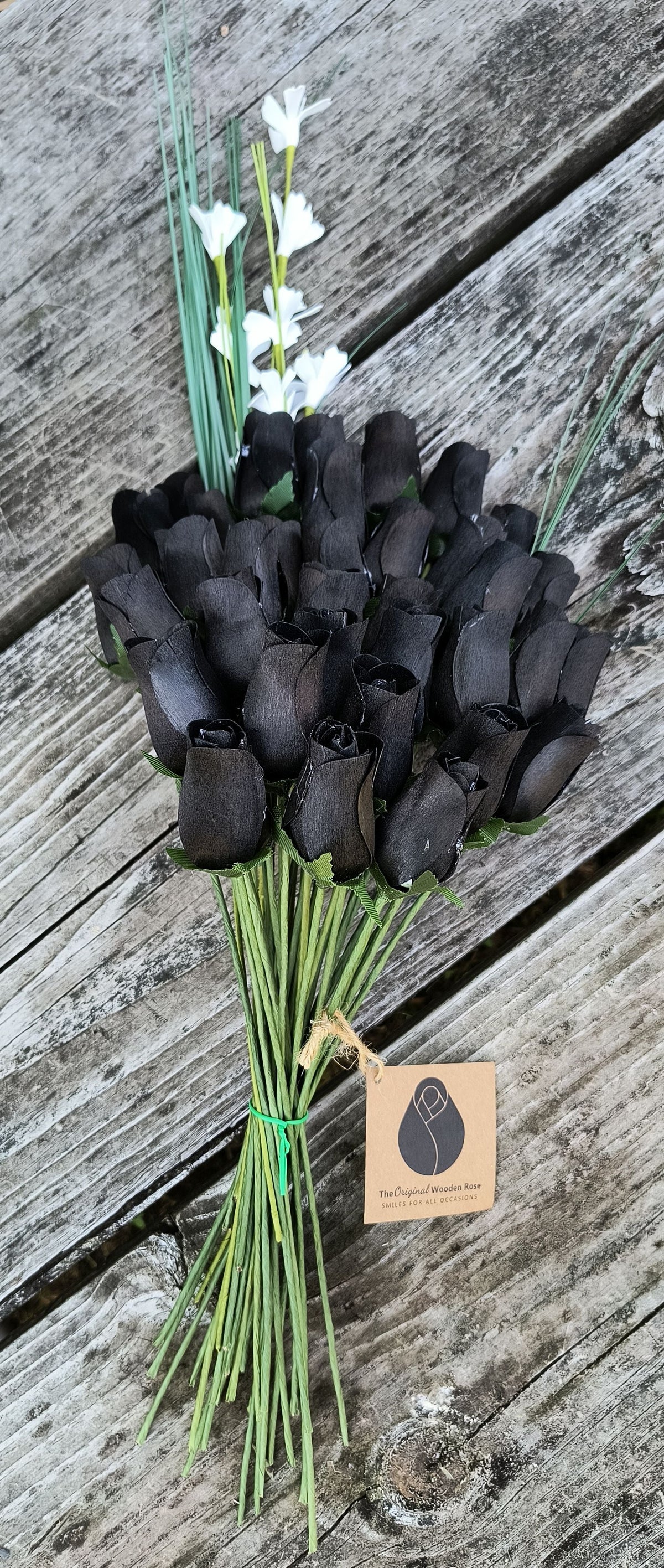 All Black Wooden Rose Bouquet