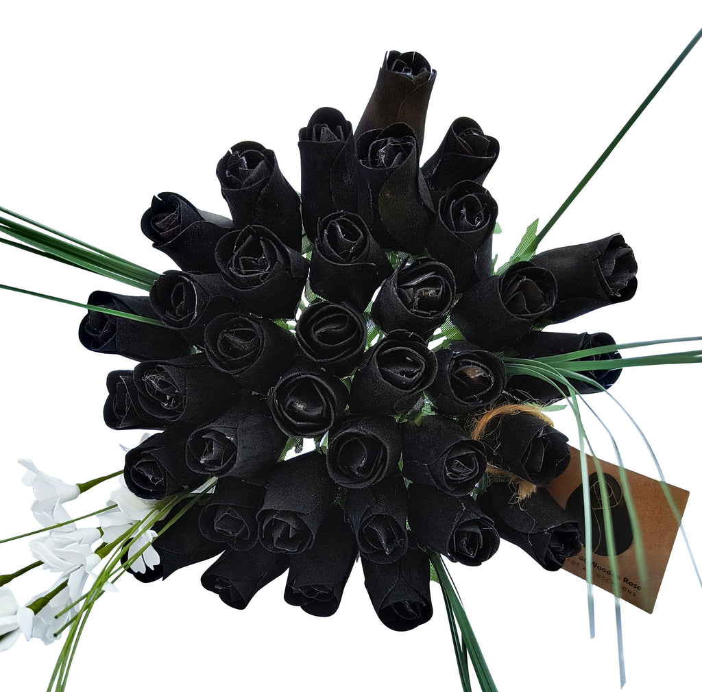 All Black Wooden Rose Bouquet