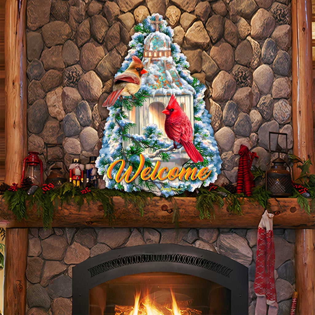Little Cardinal Chapel Holiday Door Decor