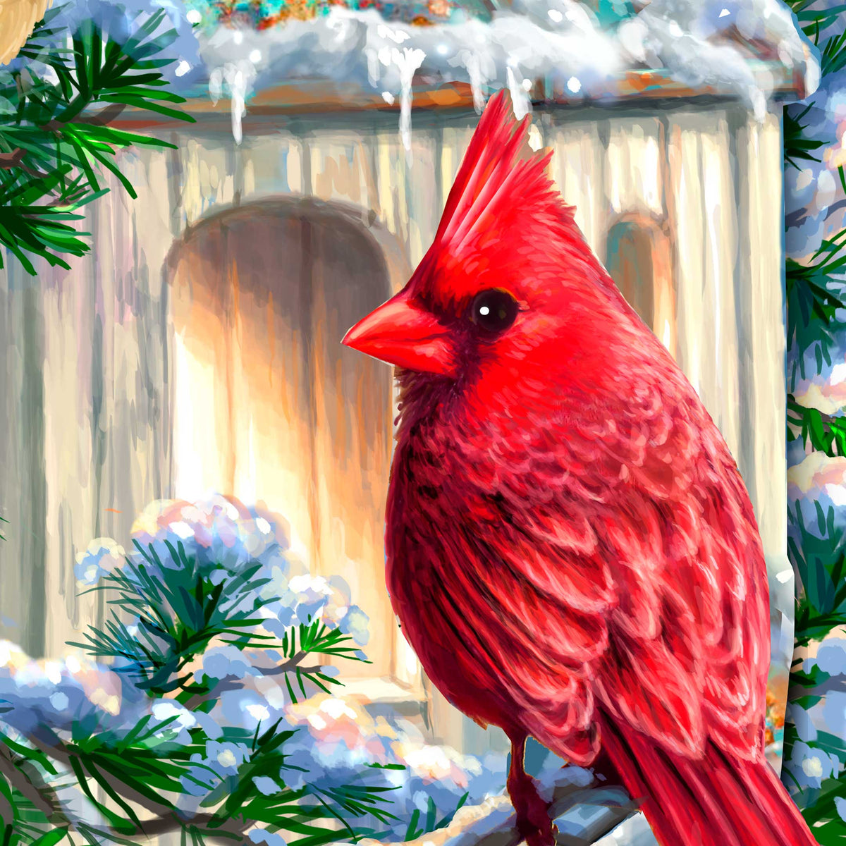 Little Cardinal Chapel Holiday Door Decor