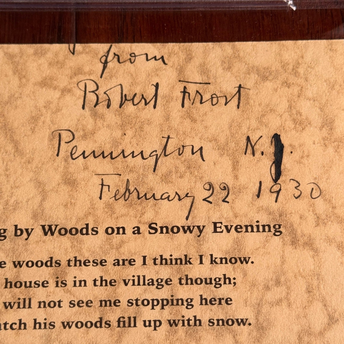 ROBERT FROST * PSA * Autograph "ROAD NOT TAKEN" Signed Souvenir Printed POEM