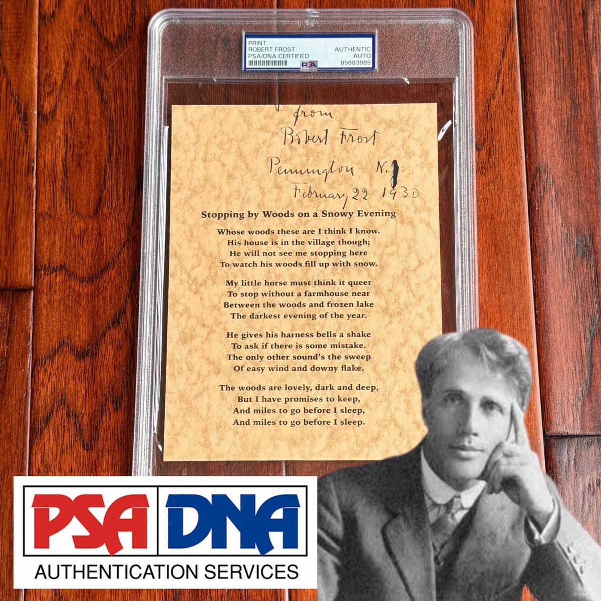 ROBERT FROST * PSA * Autograph "ROAD NOT TAKEN" Signed Souvenir Printed POEM