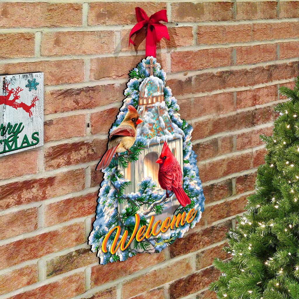 Little Cardinal Chapel Holiday Door Decor