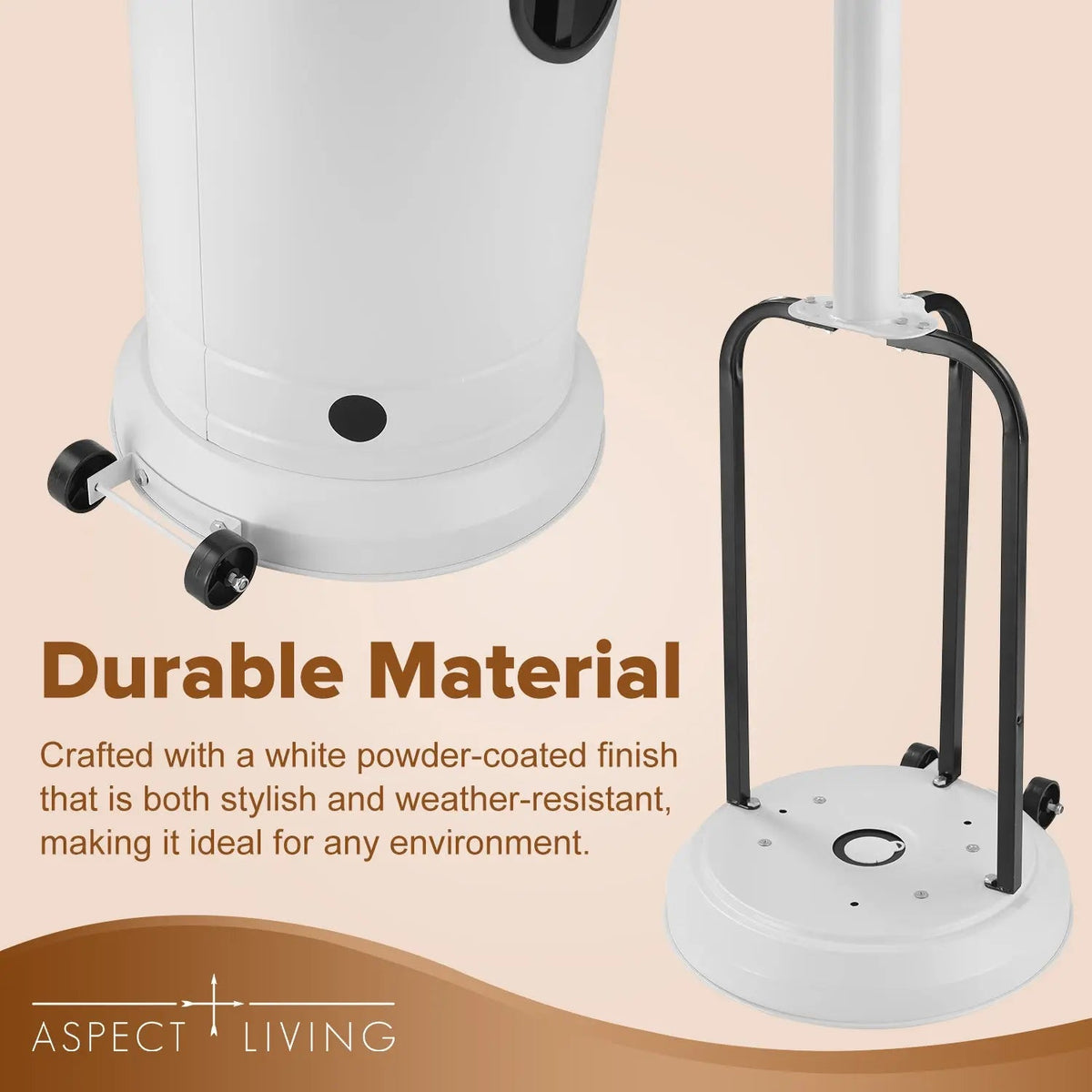 67132 Matte White Finish Patio Heater with Wheels 46,000 BTU