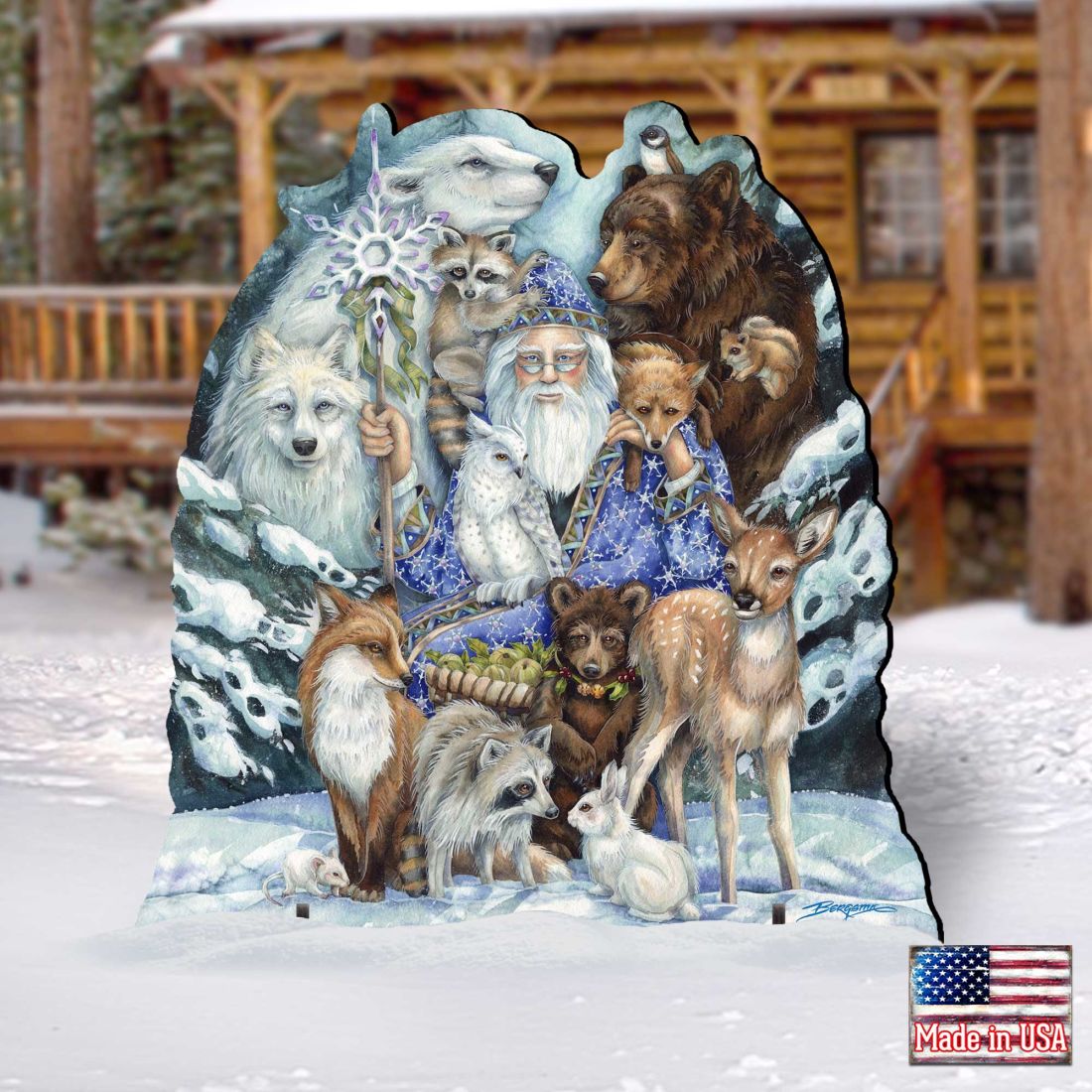 Gather in Peace Father Winter Animals Holiday Outdoor Yard Sign