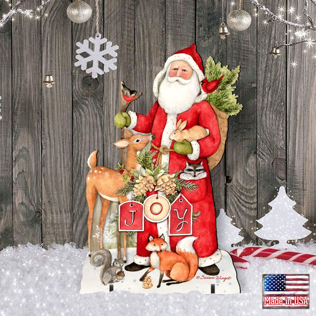 Woodland Frosty Santa Outdoor Christmas Scene