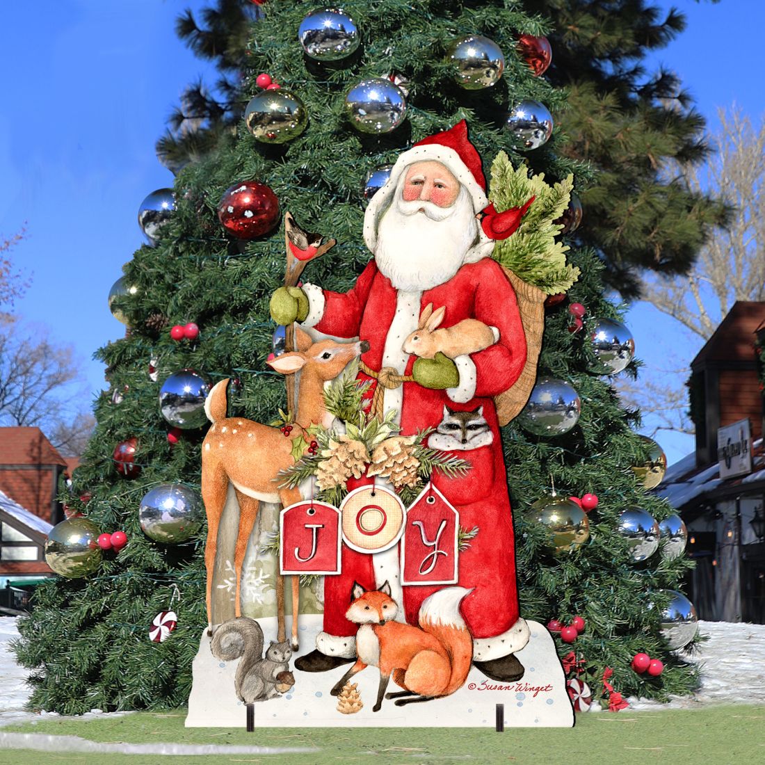 Woodland Frosty Santa Outdoor Christmas Scene
