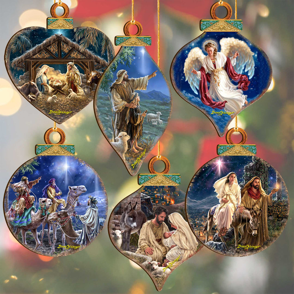 Handcrafted Christmas Ornaments Set of 6 - The Nativity Story Ornaments Set