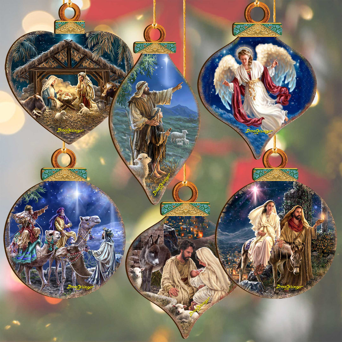 Handcrafted Christmas Ornaments Set of 6 - The Nativity Story Ornaments Set