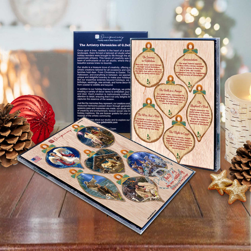 Handcrafted Christmas Ornaments Set of 6 - The Nativity Story Ornaments Set