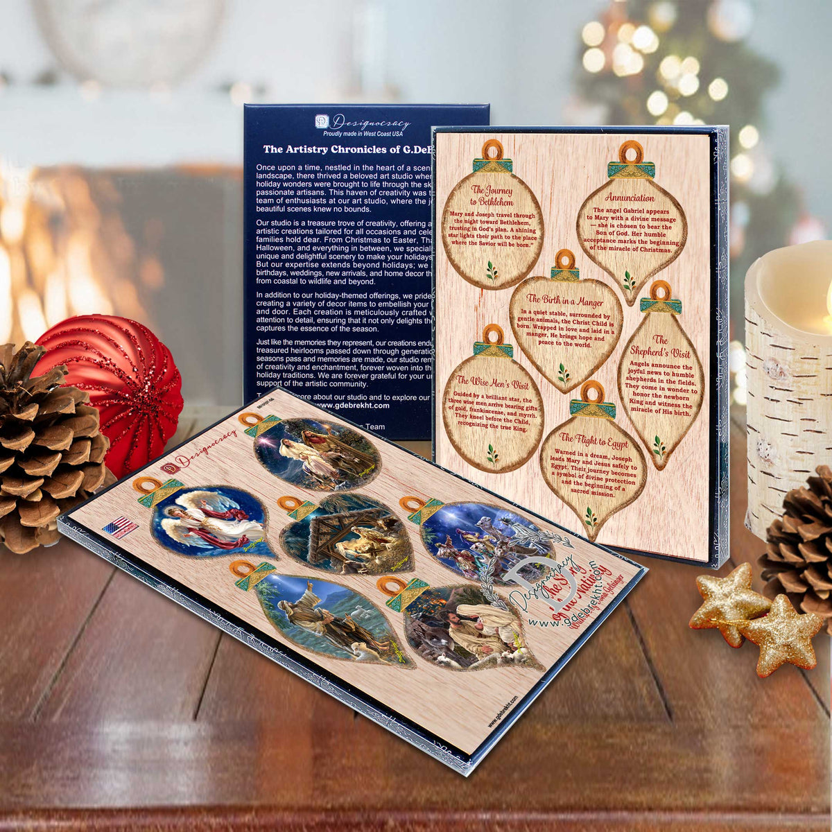 Handcrafted Christmas Ornaments Set of 6 - The Nativity Story Ornaments Set