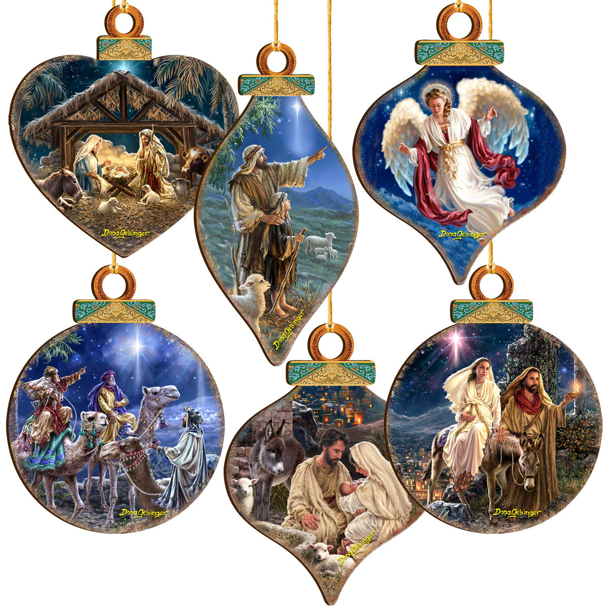 Handcrafted Christmas Ornaments Set of 6 - The Nativity Story Ornaments Set