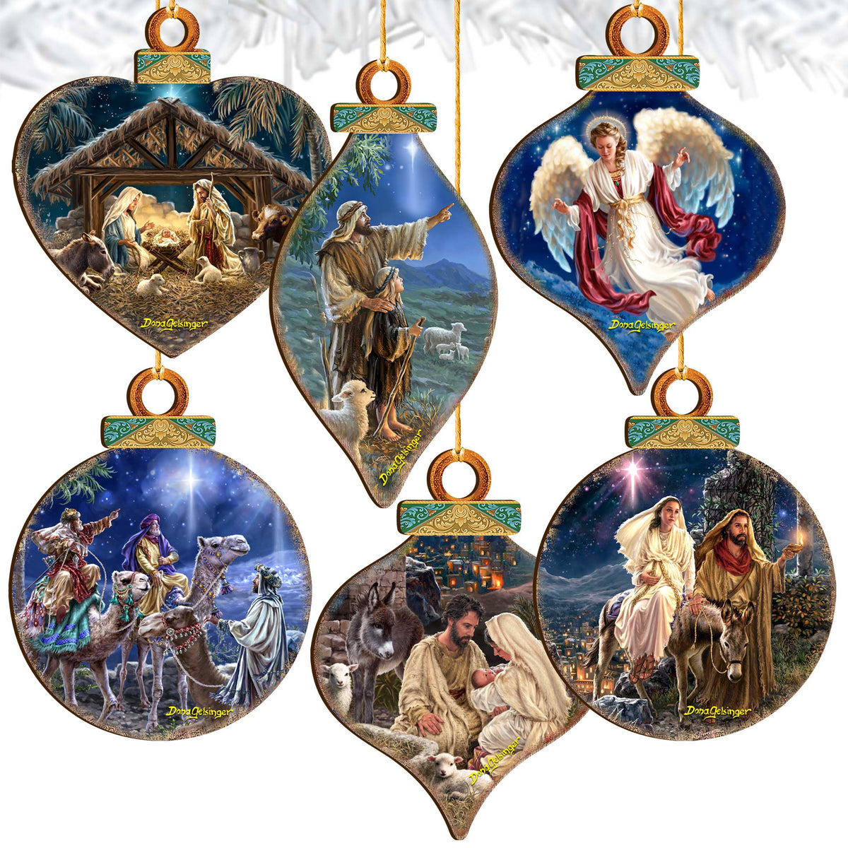 Handcrafted Christmas Ornaments Set of 6 - The Nativity Story Ornaments Set