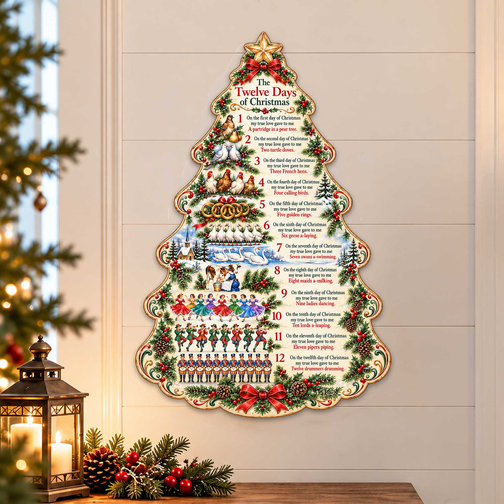 Twelve Days of Christmas Wooden Door Hanger
