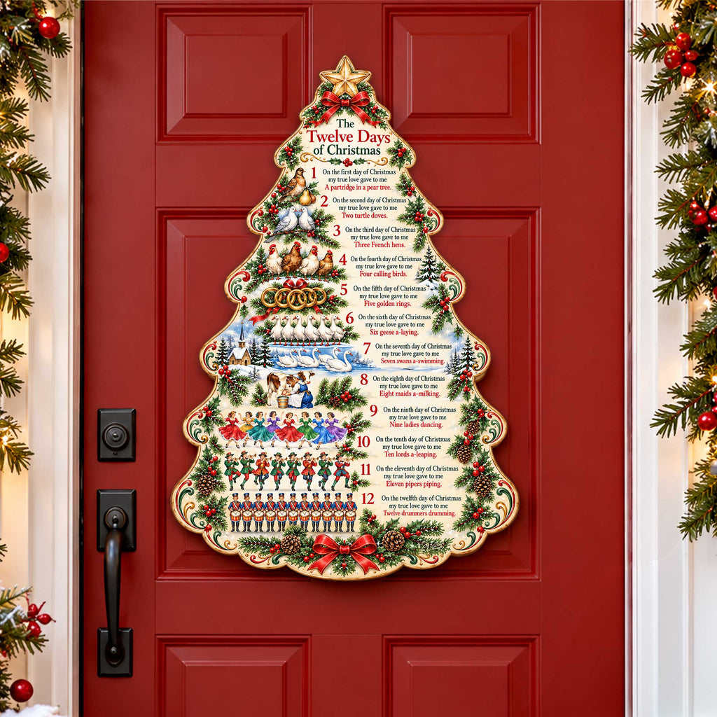 Twelve Days of Christmas Wooden Door Hanger