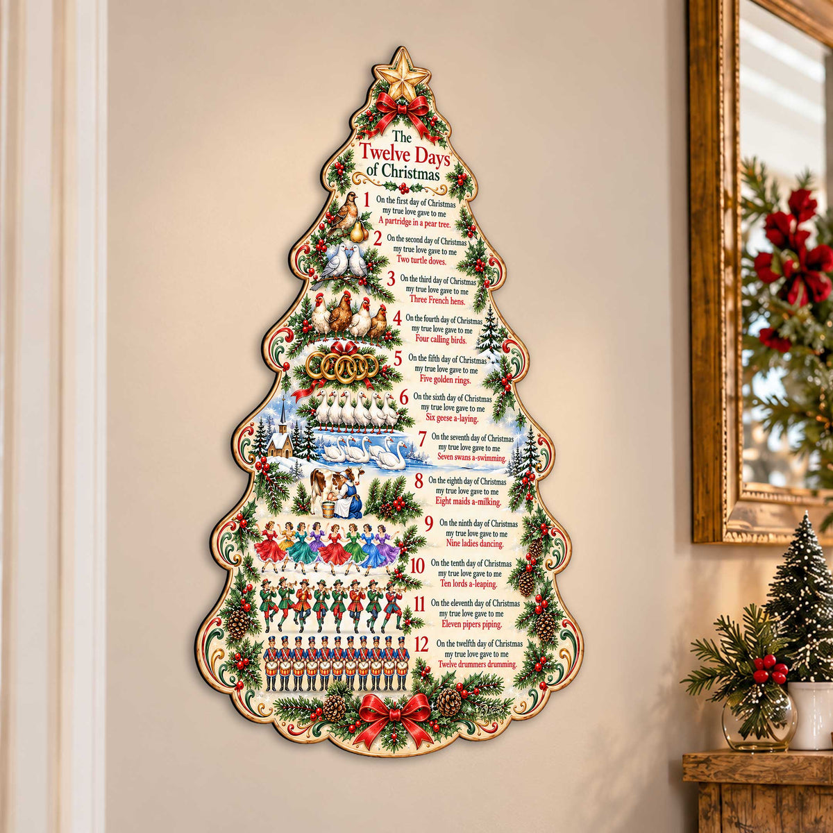 Twelve Days of Christmas Wooden Door Hanger