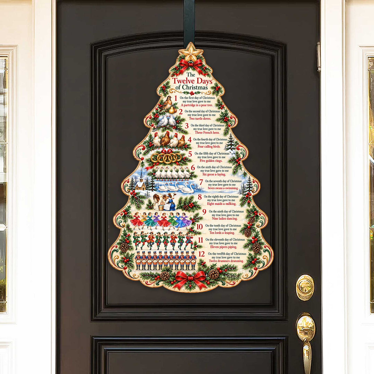 Twelve Days of Christmas Wooden Door Hanger