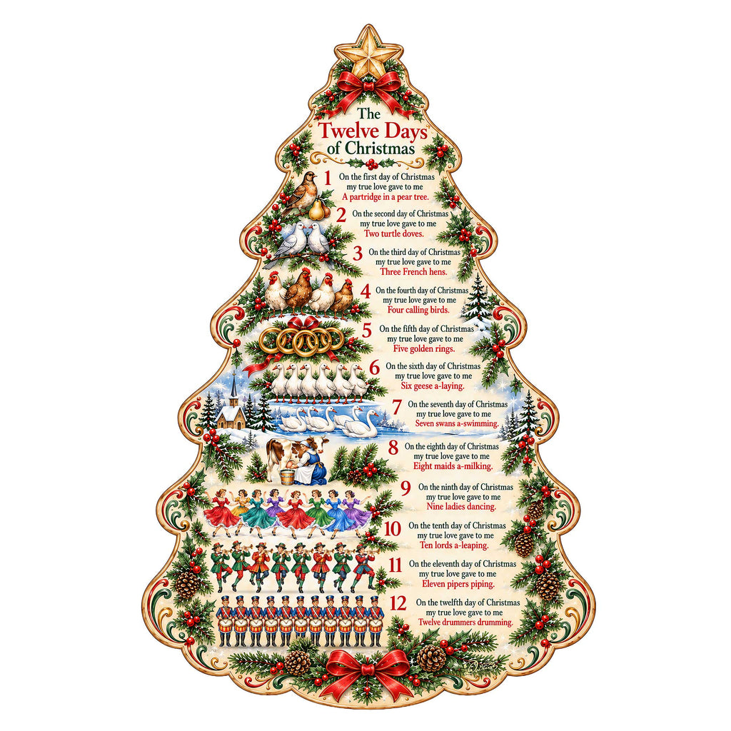 Twelve Days of Christmas Wooden Door Hanger