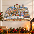 Twelve Days of Christmas Village Wooden Door Hanger