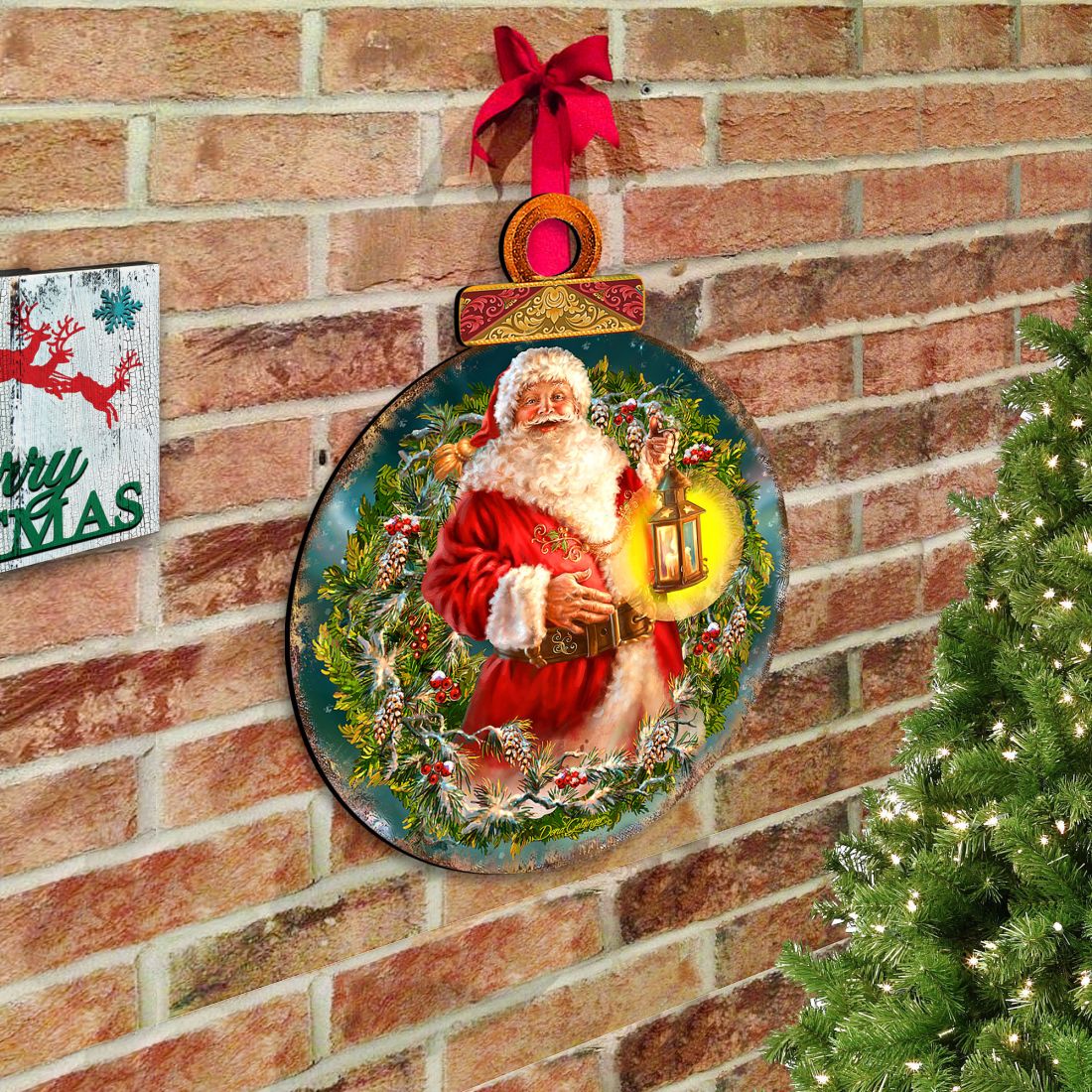 Enchanted Ball Christmas Wreath Santa Door Decor