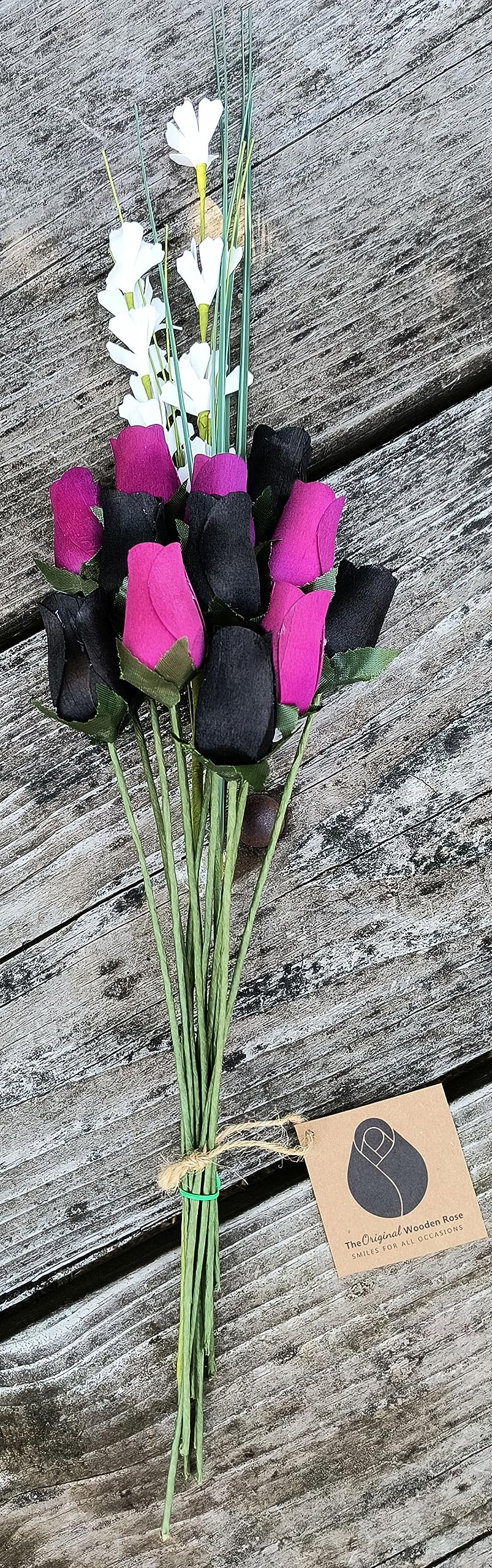 Wooden Rose Bouquet – Black & Violet