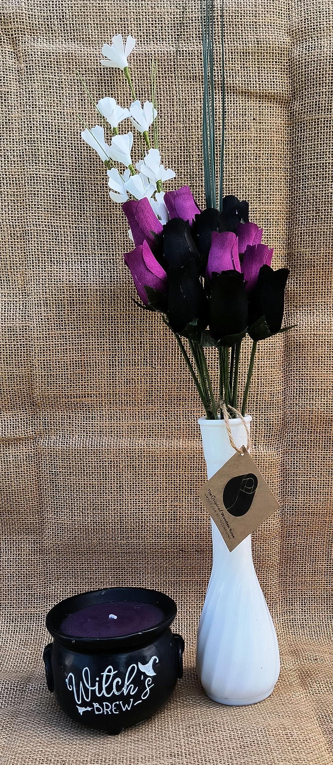 Wooden Rose Bouquet – Black & Violet