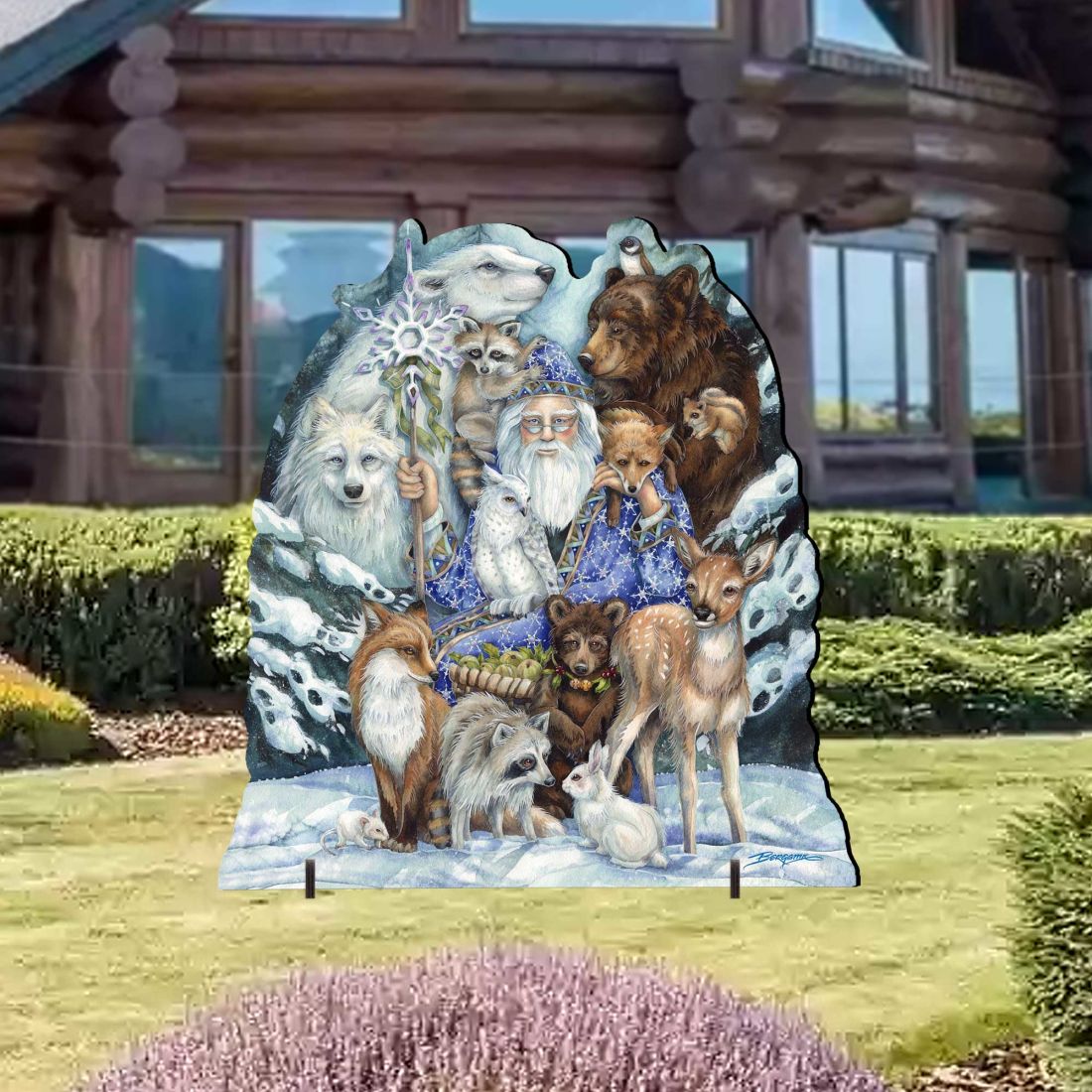 Gather in Peace Father Winter Animals Holiday Outdoor Yard Sign