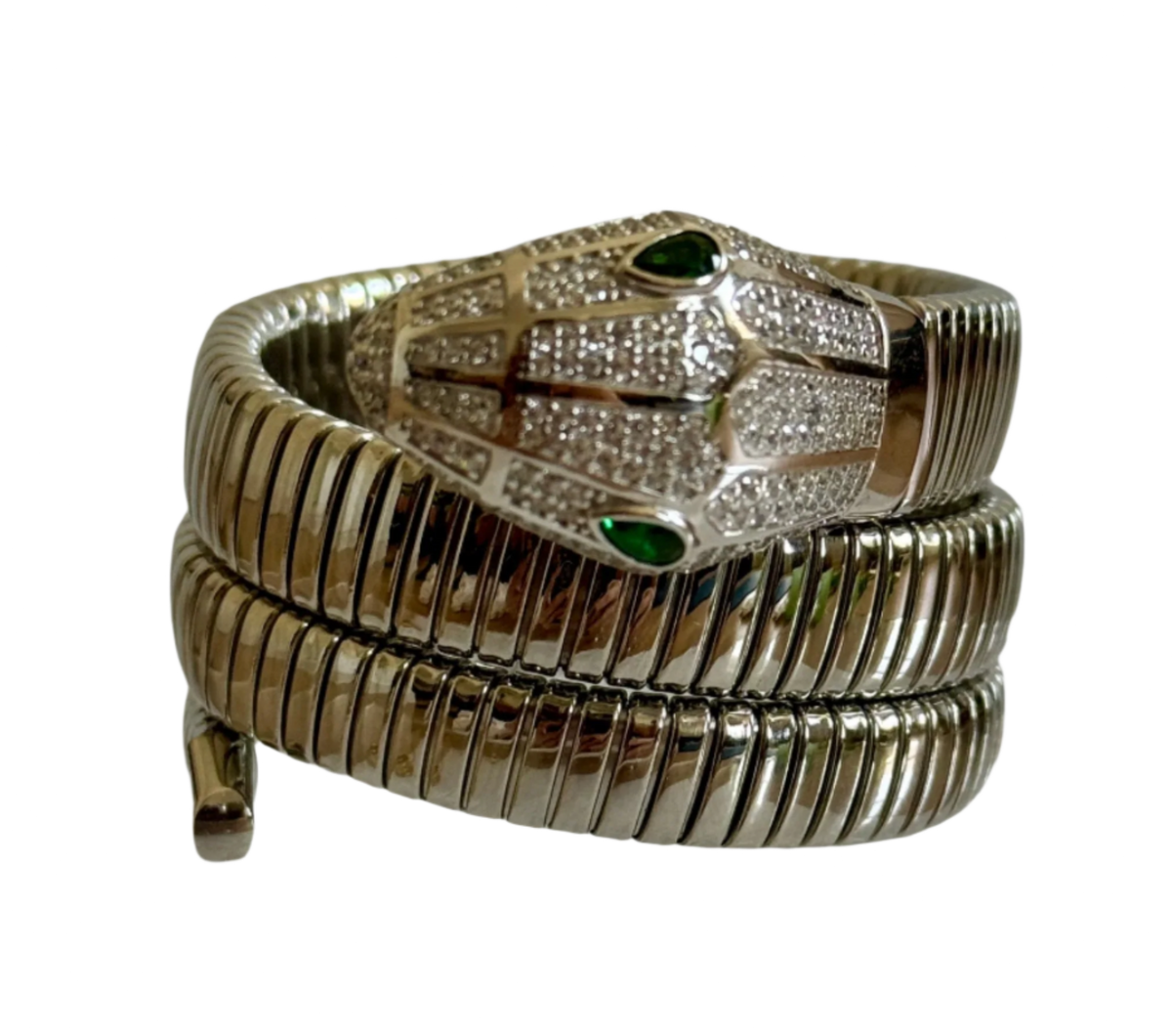Petite Sterling Silver Crystal Triple Wrap Snake Bracelet