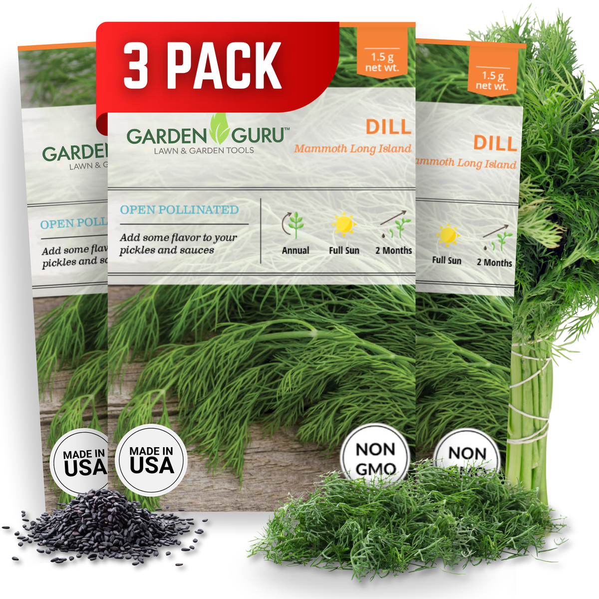 Long Island Mammoth Dill Seeds 3-Pack - Non-GMO