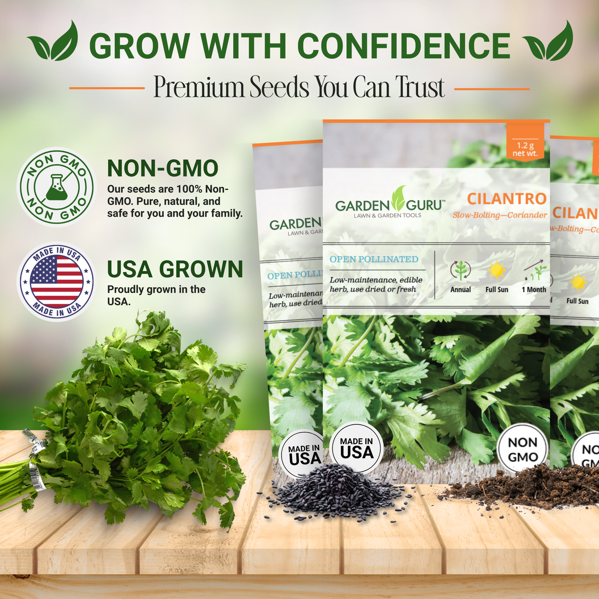 Slow Bolt Cilantro Seeds 3-Pack - Non-GMO