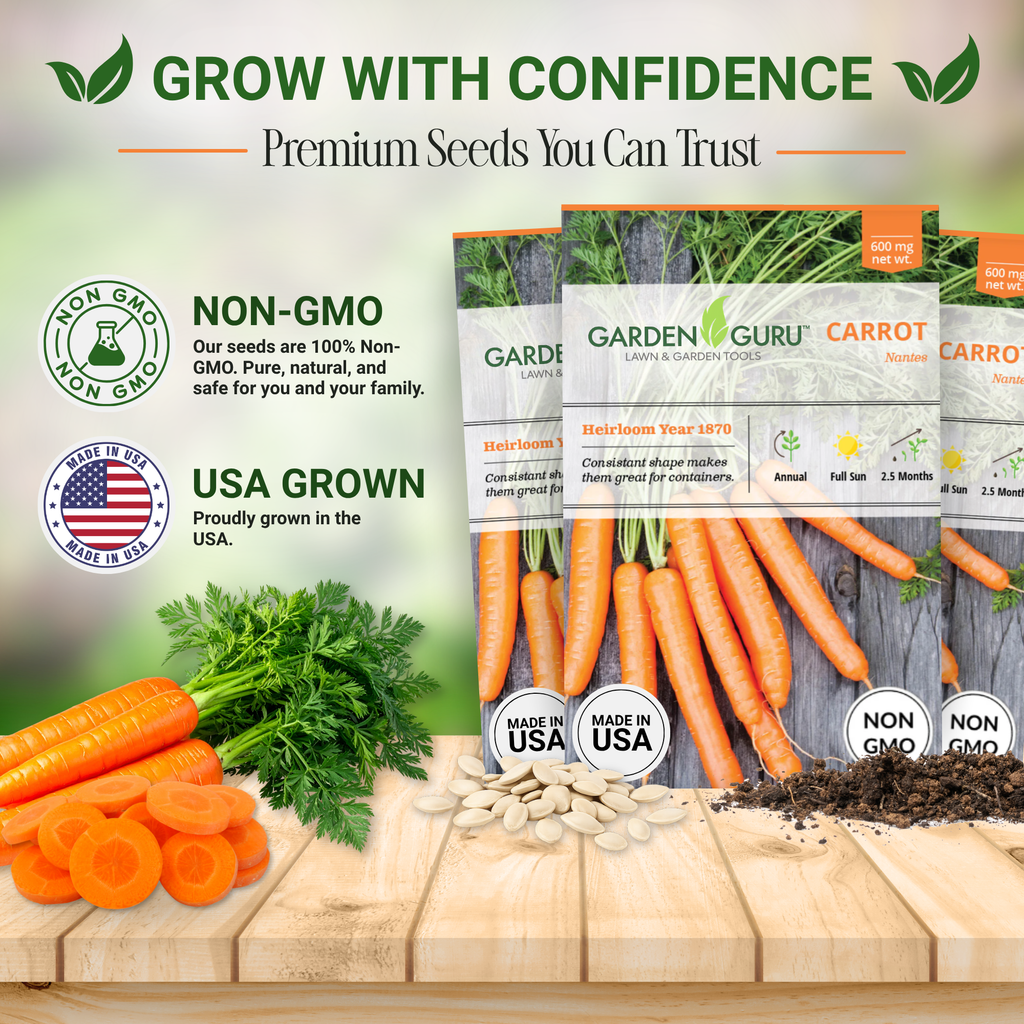 Nantes Carrot Seeds 3-Pack - Non-GMO