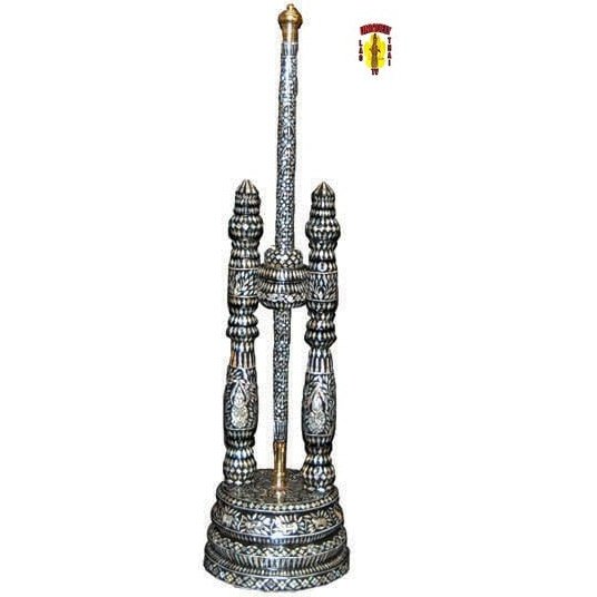 Thai Ceremonial Fan Stand | Mother-of-Pearl Inlaid Hardwood